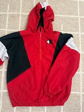 Champion Black Pullover Jacket with Logo
